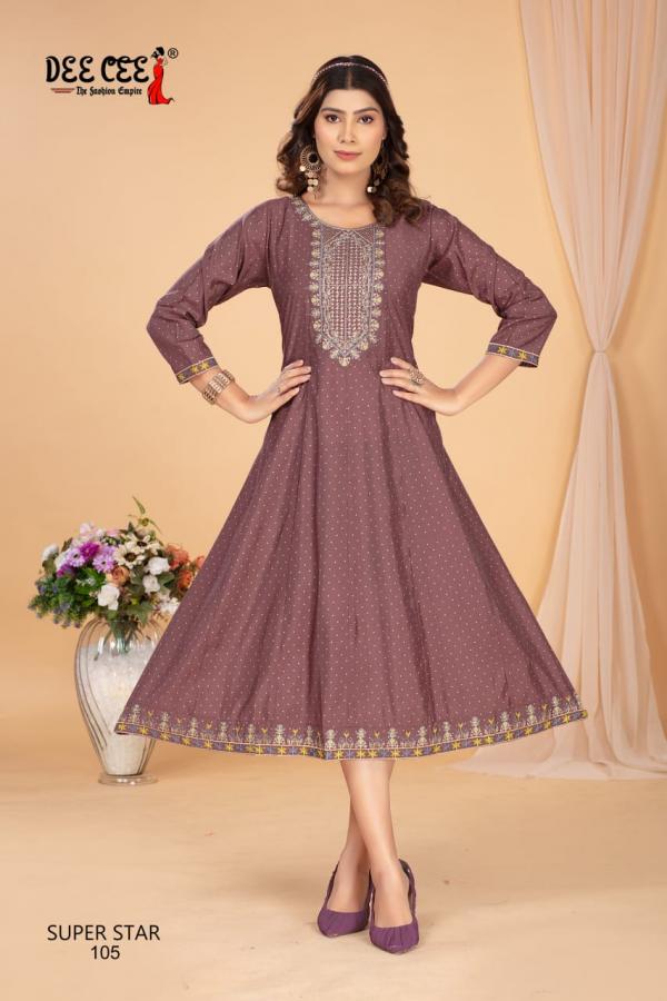 Deecee Super Star Flared Printed Roman Silk Kurtis Collection